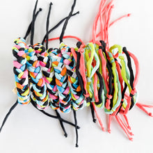 Load image into Gallery viewer, Black Neon Summer Forget Me Knot - 4 Strand Adjustable Bracelet - One Size Fit w/new wax cord closure
