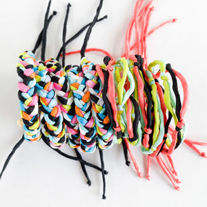 Black Neon Summer Forget Me Knot - 4 Strand Adjustable Bracelet - One Size Fit w/new wax cord closure