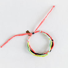 Load image into Gallery viewer, Black Neon Summer Forget Me Knot - 4 Strand Adjustable Bracelet - One Size Fit w/new wax cord closure