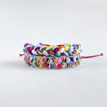 Load image into Gallery viewer, Rayas de Verano Rag Braid Adjustable Bracelet - One Size Fit w/new wax cord closure