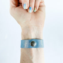 Load image into Gallery viewer, Flourish Leather Sky Shimmer Slim Cuff