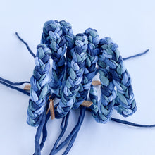 Load image into Gallery viewer, True Blue Rag Braid Adjustable Bracelet - One Size Fit w/wax cord closure