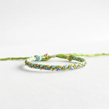 Load image into Gallery viewer, Golden Hydrangea Chunky Braided Adjustable Bracelet - One Size Fit w/wax cord closure