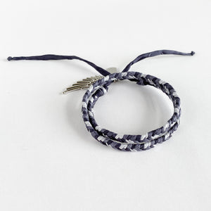 Shades of Gray Chunky Fishtail Wrap Adjustable Bracelet w/Sadie Wing Charm