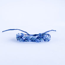 Load image into Gallery viewer, True Blue Rag Braid Adjustable Bracelet - One Size Fit w/wax cord closure