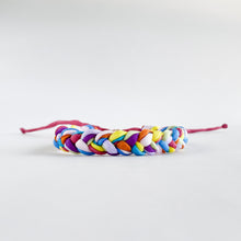 Load image into Gallery viewer, Rayas de Verano Rag Braid Adjustable Bracelet - One Size Fit w/new wax cord closure