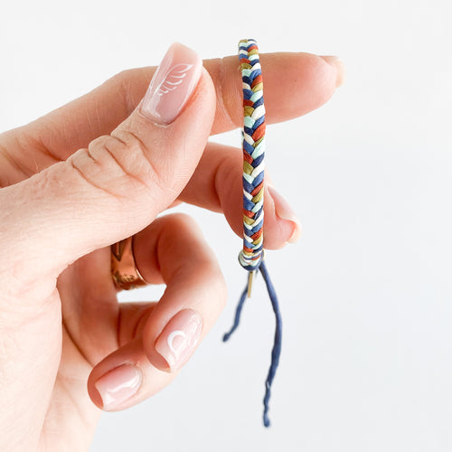 Denim Aztec Chunky Fishtail Adjustable Bracelet