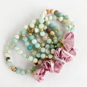 Amazonite Blossom Stretch Beaded Bracelet by Rooster Moon Co. - *Variant