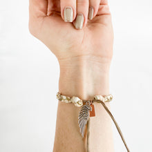 Load image into Gallery viewer, Champagne Camo Super Chunky Braided Adjustable Bracelet with Sadie Wing Charm