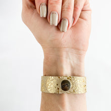Load image into Gallery viewer, Flourish Leather Ivory Foil Slim Cuff