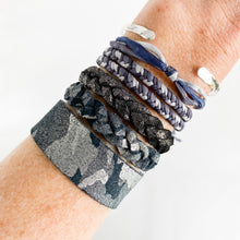 Load image into Gallery viewer, Shades of Gray Chunky Fishtail Adjustable Bracelet w/Sadie Wing Charm