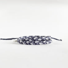 Load image into Gallery viewer, Shades of Gray Chunky Fishtail Wrap Adjustable Bracelet w/Sadie Wing Charm