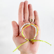 Load image into Gallery viewer, White Neon Summer Forget Me Knot - 4 Strand Adjustable Bracelet - One Size Fit w/new wax cord closure