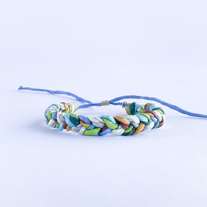 Majestic Mountains Rag Braid Adjustable Bracelet - One Size Fit w/wax cord closure
