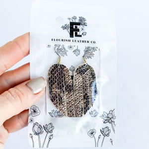 Flourish Leather Snakeskin Mini Fringe Earrings
