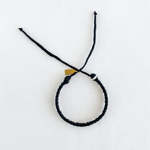 Salt & Pepper Plump Braided Adjustable Bracelet - One Size Fit w/new wax cord closure