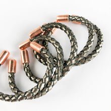 Load image into Gallery viewer, Pewter Leather &amp; Copper Boy Braid Cuff