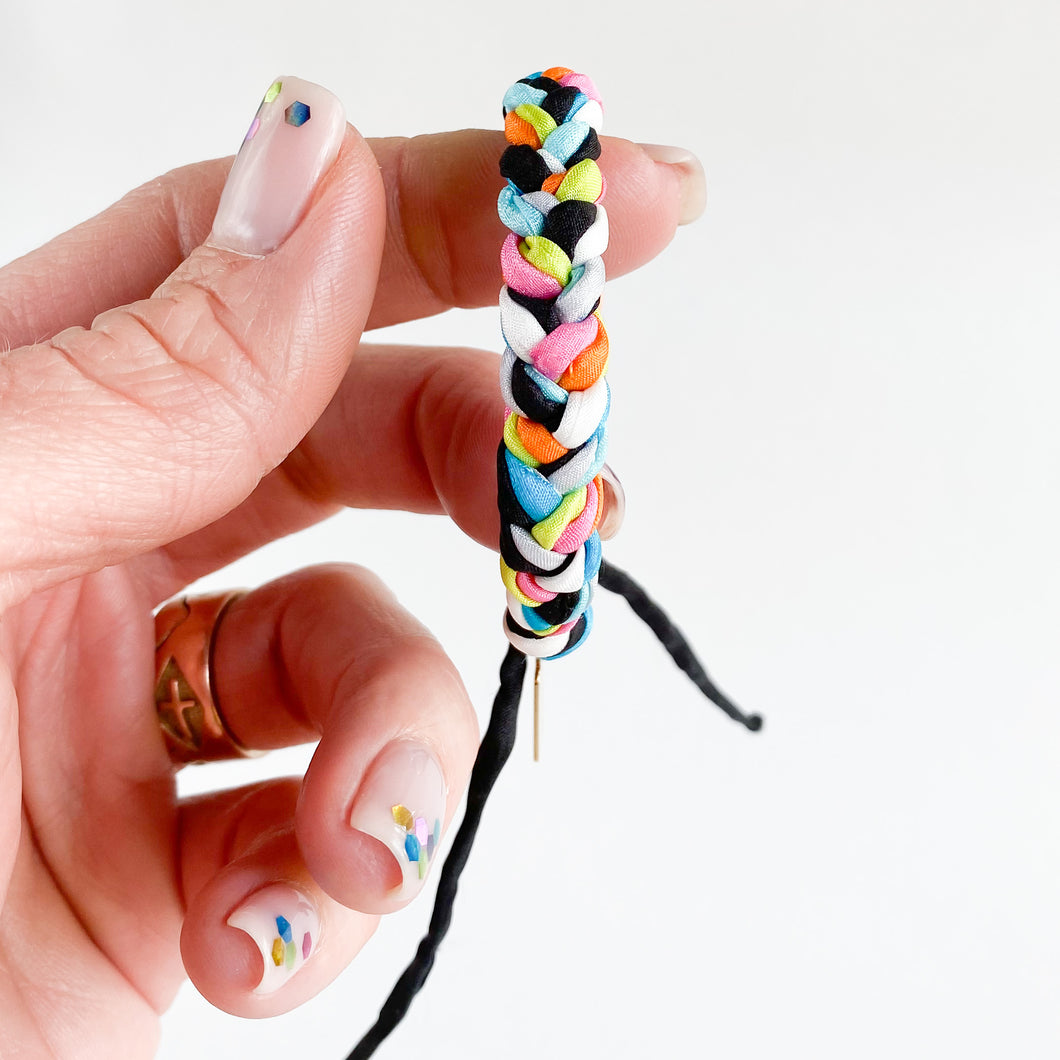 Neon Summer Rag Braid Adjustable Bracelet - One Size Fit w/new wax cord closure