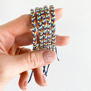Denim Aztec Chunky Fishtail Adjustable Bracelet