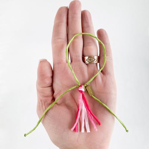 Jeslyn Pink Intention Tassel Adjustable Bracelet