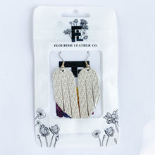 Load image into Gallery viewer, Flourish Leather Beige Triangles Mini Fringe Earrings