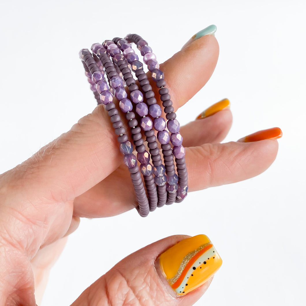 Lavender Beach Memory Wire Cuff by Rooster Moon Co.