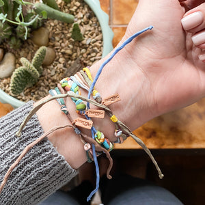 Cactus Bloom Forget Me Knot - 6 Strand Adjustable Bracelet - One Size Fit w/wax cord closure