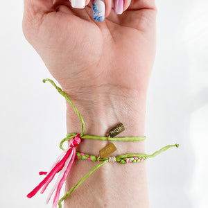 Jeslyn Pink Intention Tassel Adjustable Bracelet