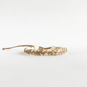 Champagne Camo Super Chunky Braided Adjustable Bracelet with Sadie Wing Charm