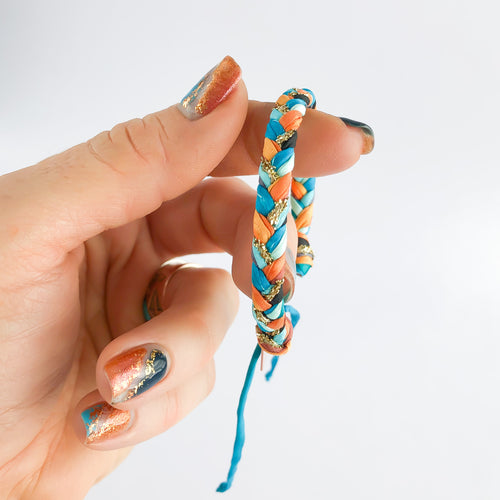 Copper Peacock Super Chunky Braided Adjustable Bracelet