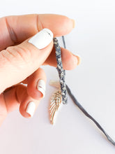 Load image into Gallery viewer, Sadie Original Adjustable Bracelet in Gray + Wing Charm